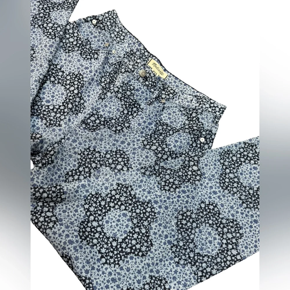 👖 Madewell Baggy Straight Jeans‎ Quilted Floral Indigo Women’s Size 29